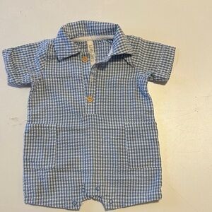 Adorable Blue Gingham Kids Romper